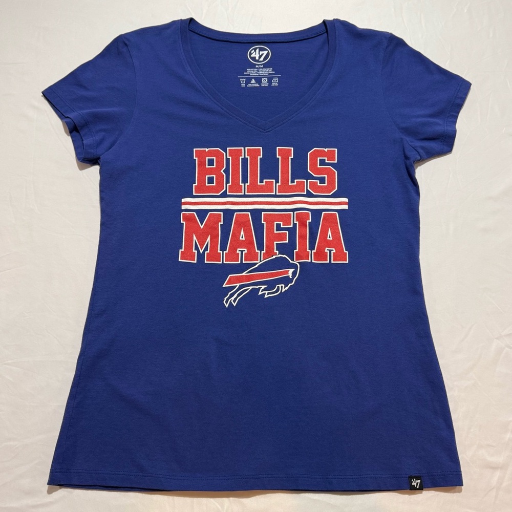 Buffalo Bills NFL '47 Brand Blue Buffalo Bills Mafia Women's V-Neck Shirt Medium